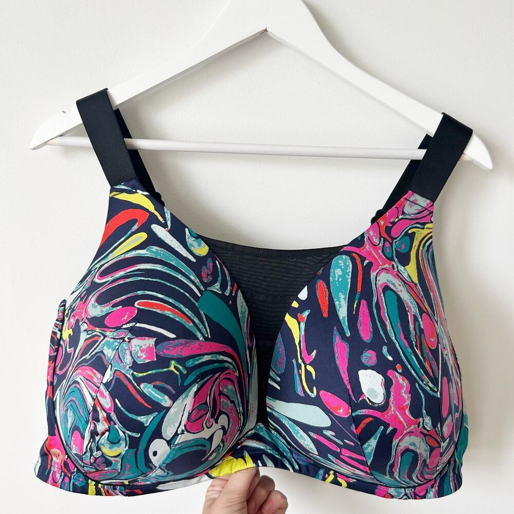 LIVI Active Lane Bryant Sports Bra Size 52DD Plus Multicolor Wireless Back Close